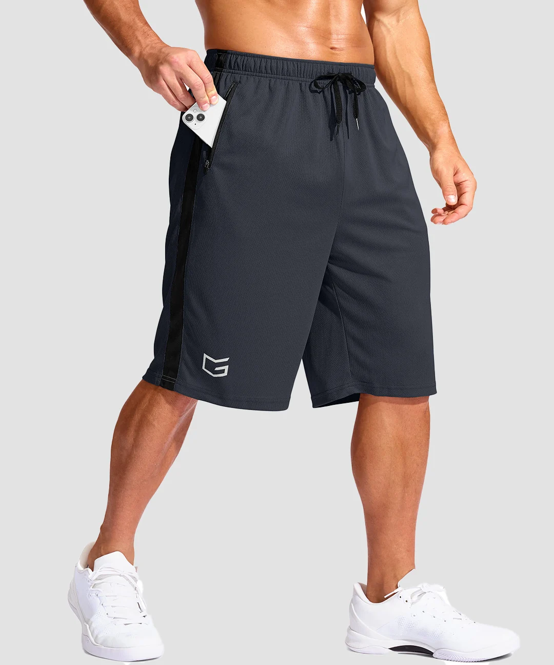 Mesh Contrast Drawstring Shorts 11''