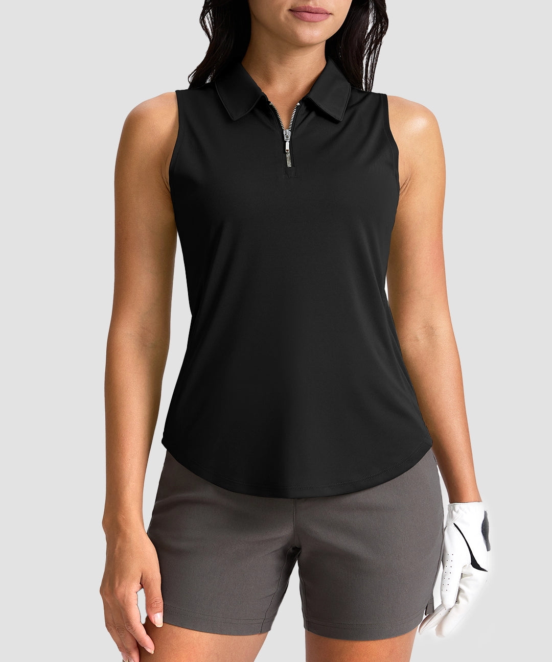 Sleeveless Zip Up Polo Shirts - Image 18
