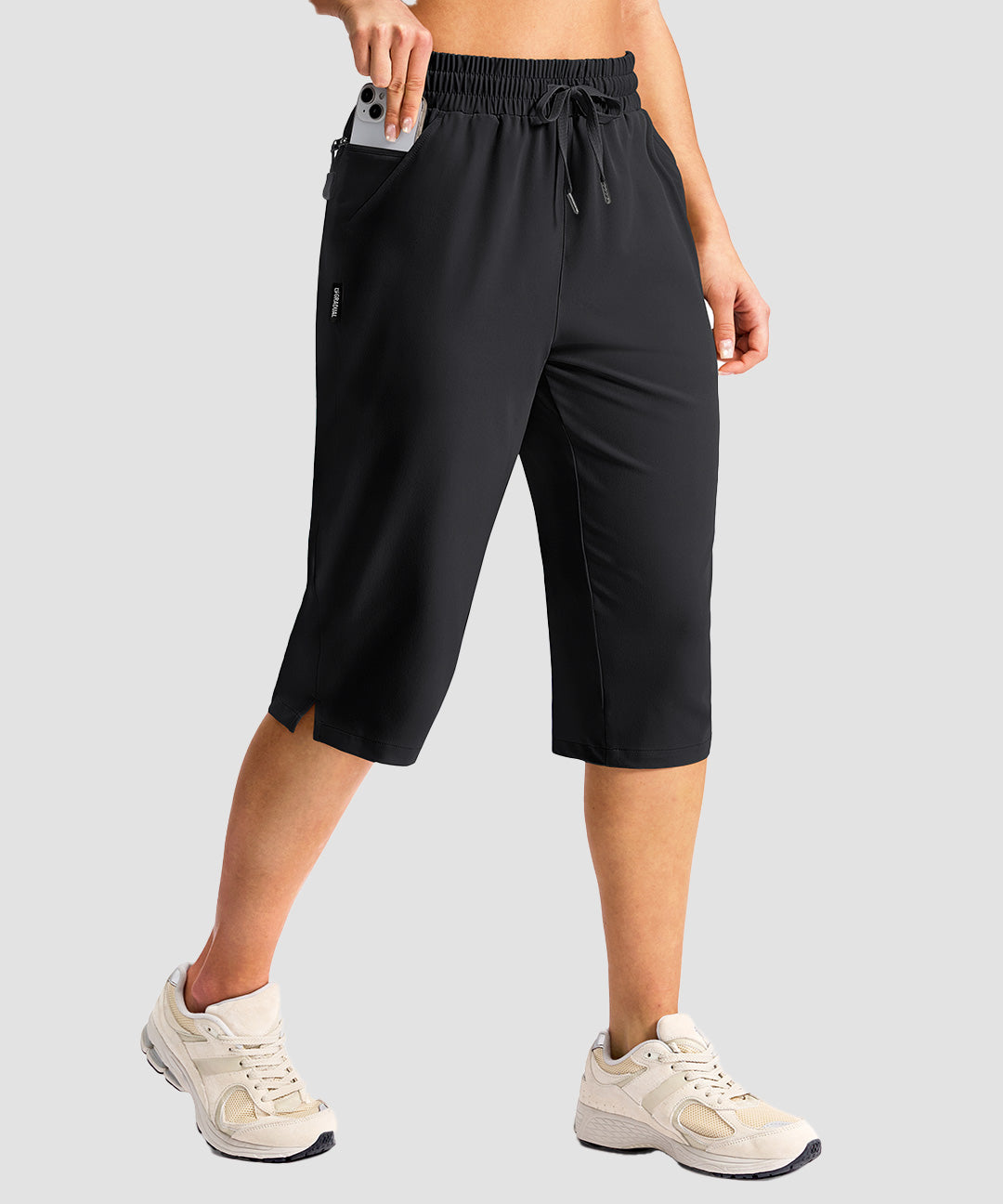 Drawstring Zip Pocket Capri Pant - Image 5