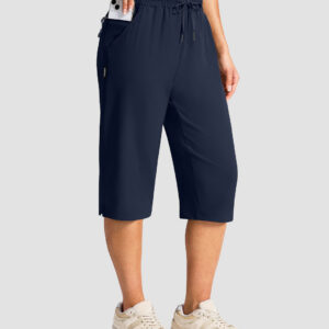 Drawstring Zip Pocket Capri Pant