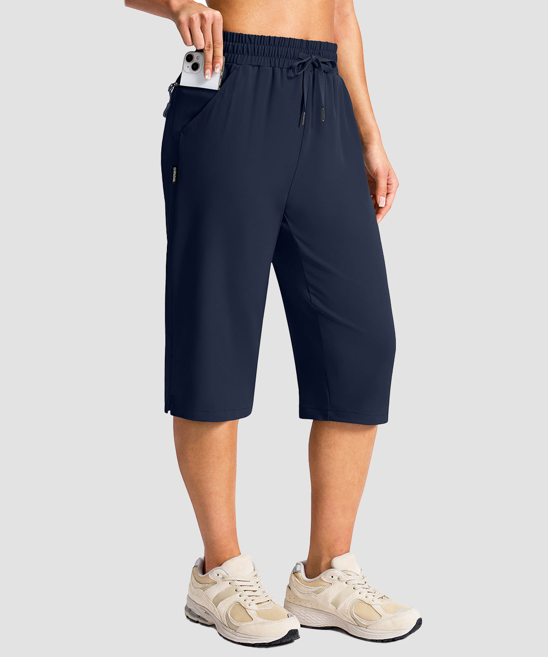 Drawstring Zip Pocket Capri Pant