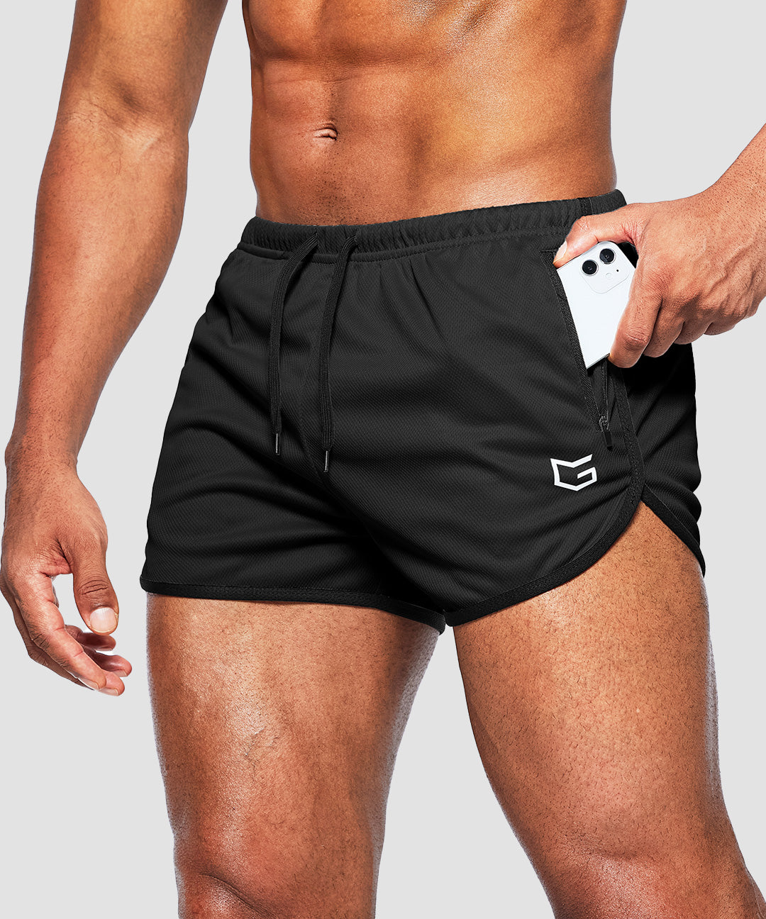 Side Slit Zipper Pockets Lined Short 3''