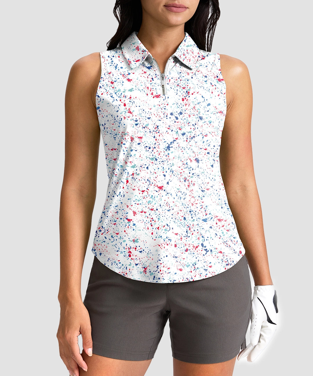 Sleeveless Zip Up Polo Shirts - Image 10
