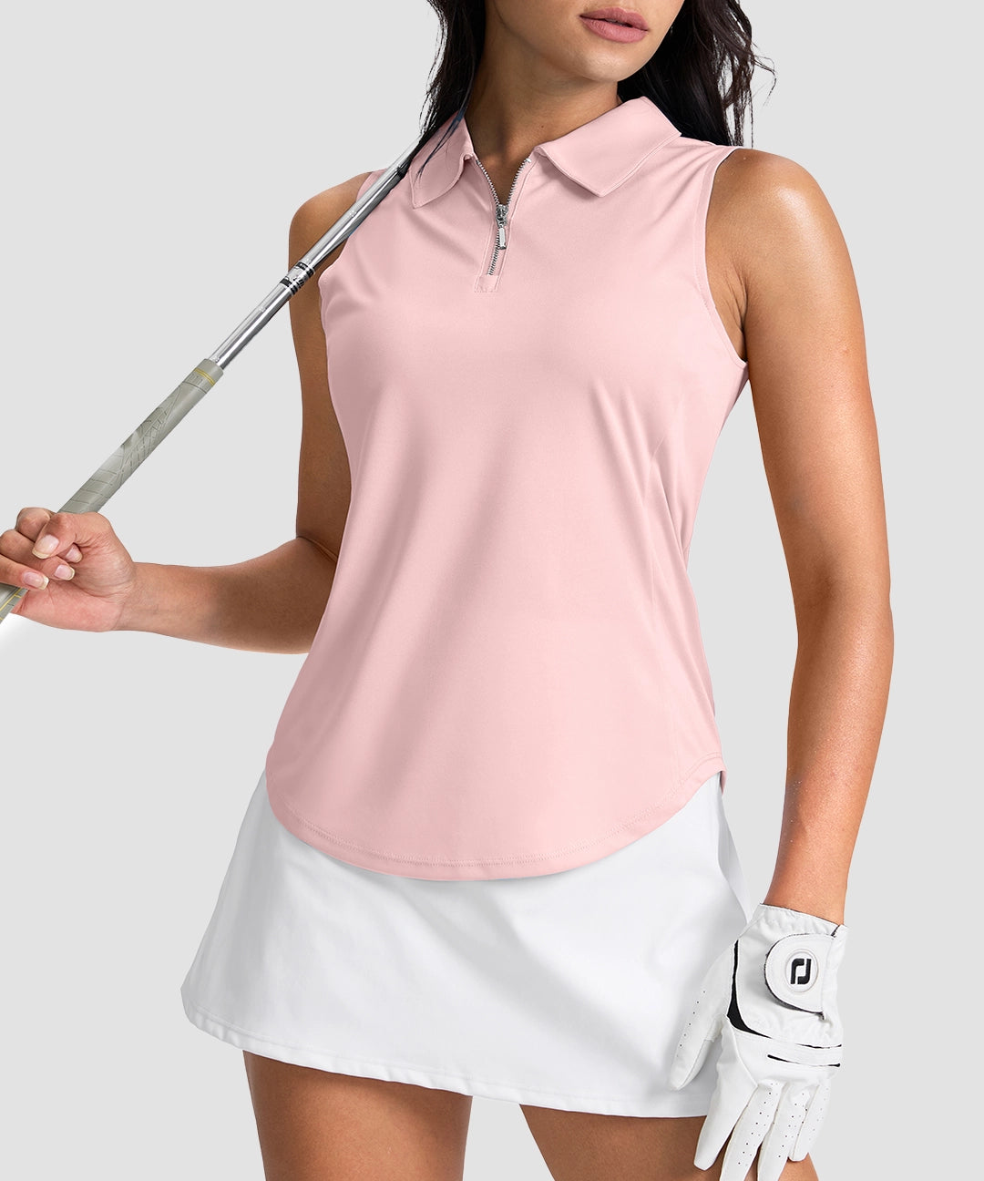 Sleeveless Zip Up Polo Shirts - Image 14