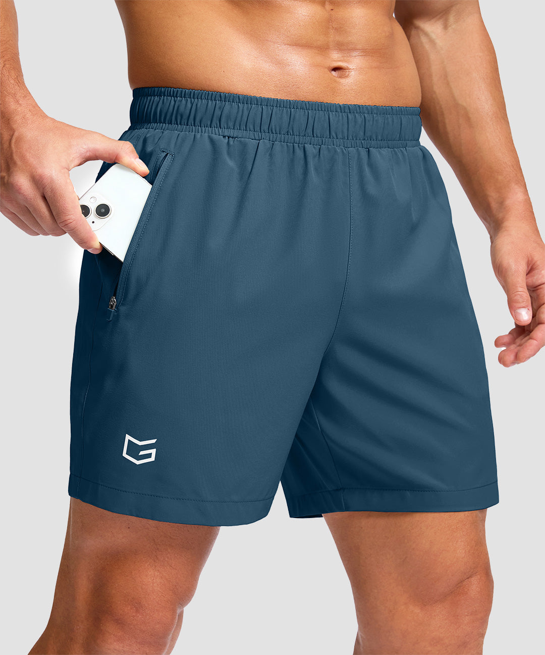 Elastic Waist Zipper Pockets Short 5''/7''/9''