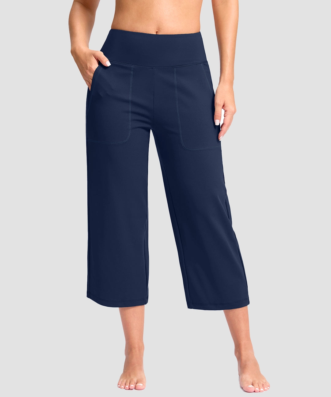 High Waist Wide Leg Capri