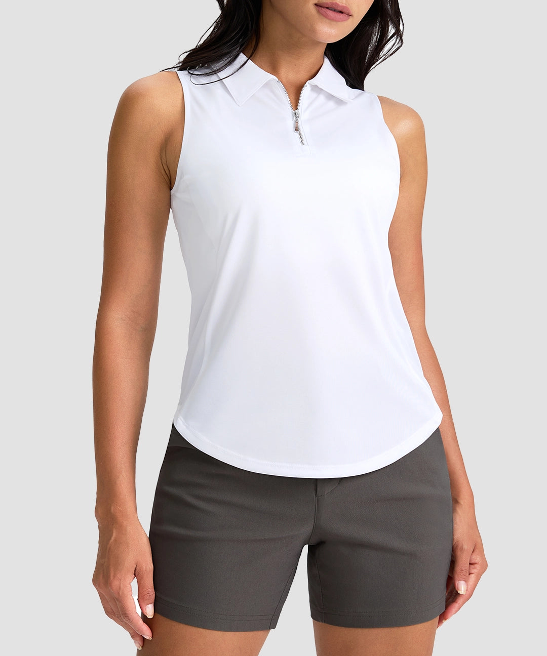 Sleeveless Zip Up Polo Shirts - Image 5