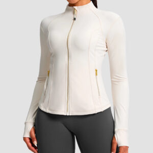 Longline Slim Full Zip Pocketed Workout Jacket