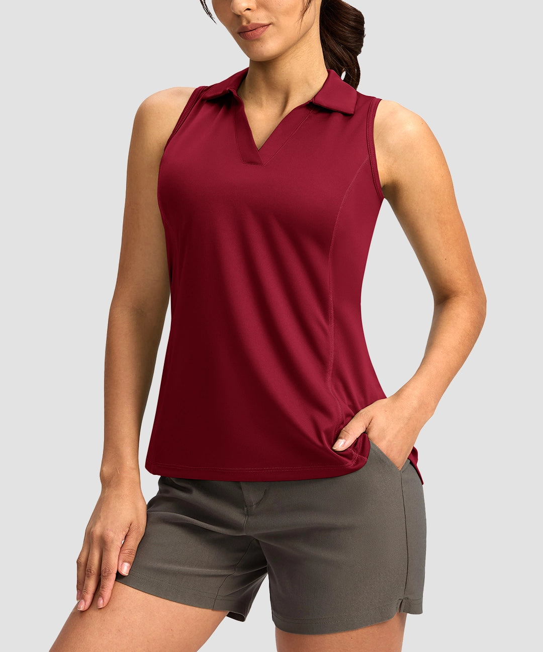V-Neck Curved Waist Polo Tank - Image 13