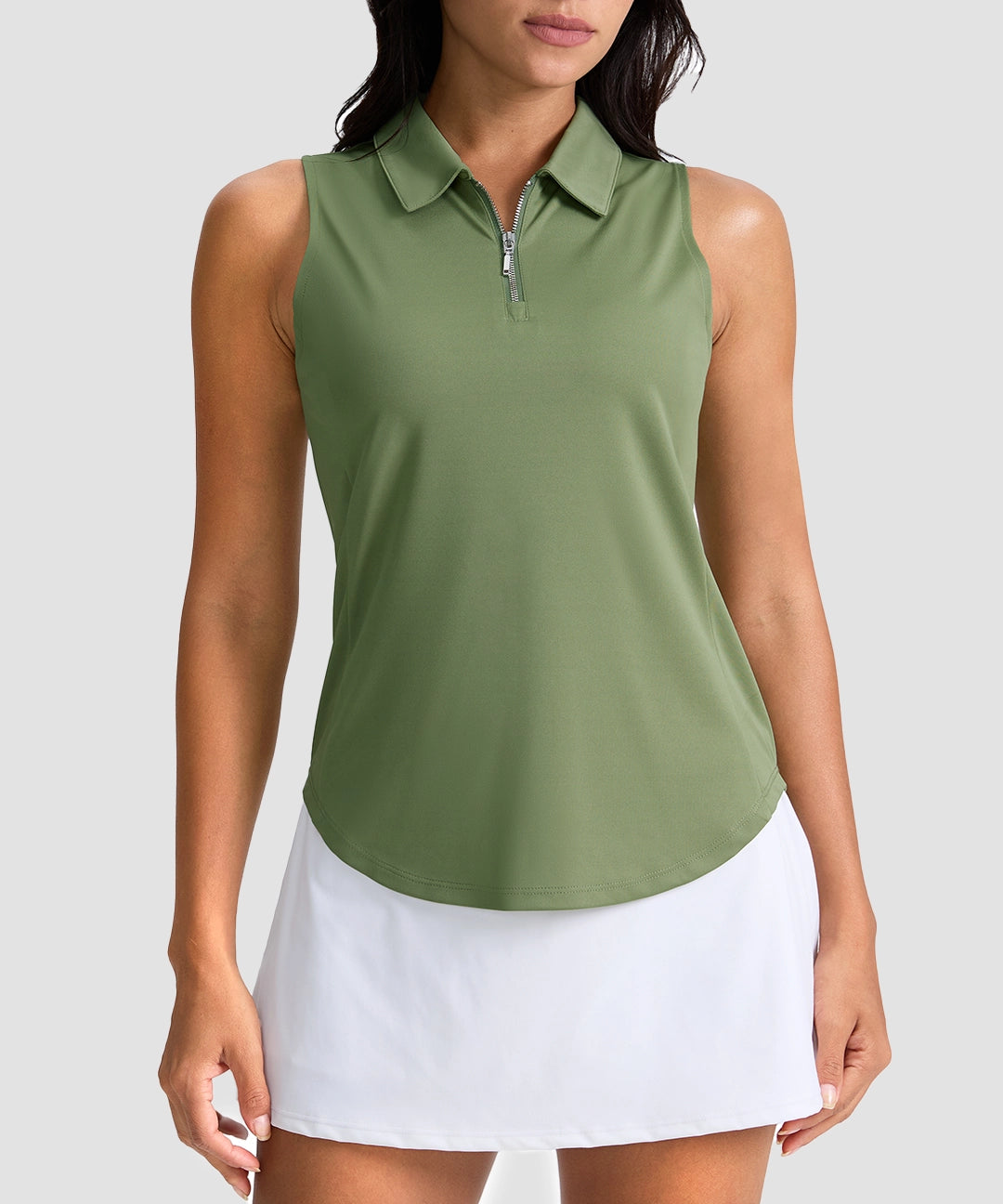 Sleeveless Zip Up Polo Shirts - Image 21