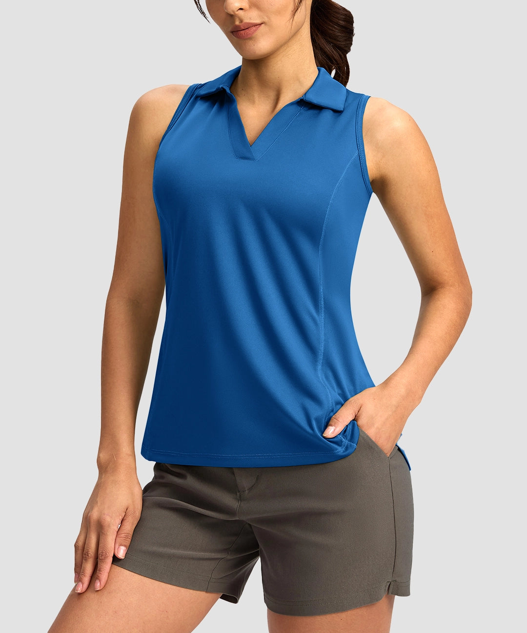 V-Neck Curved Waist Polo Tank - Image 9