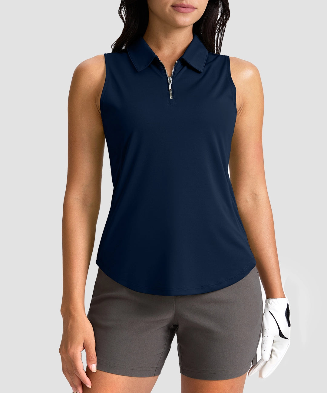 Sleeveless Zip Up Polo Shirts - Image 29