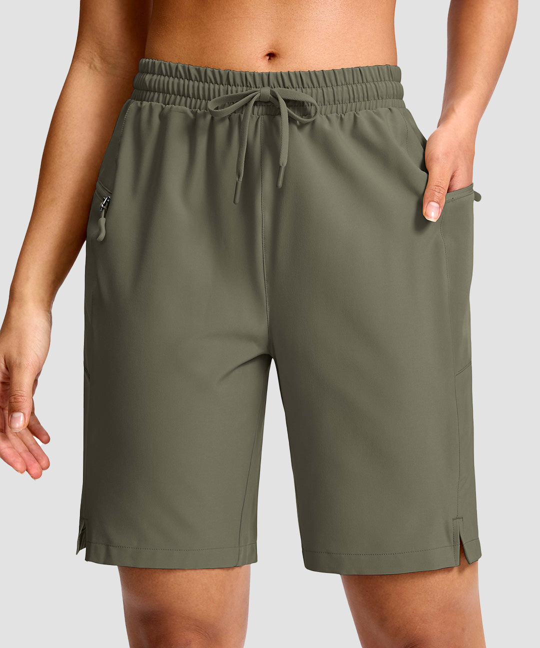 Drawstring Zipper Pokets Bermuda Short 9''
