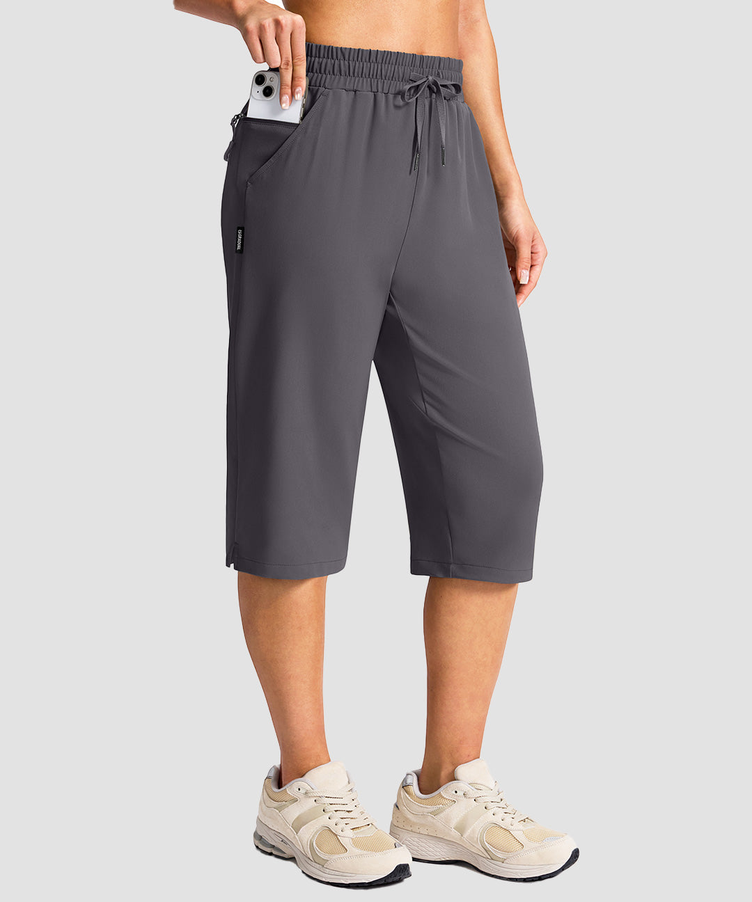 Drawstring Zip Pocket Capri Pant - Image 17