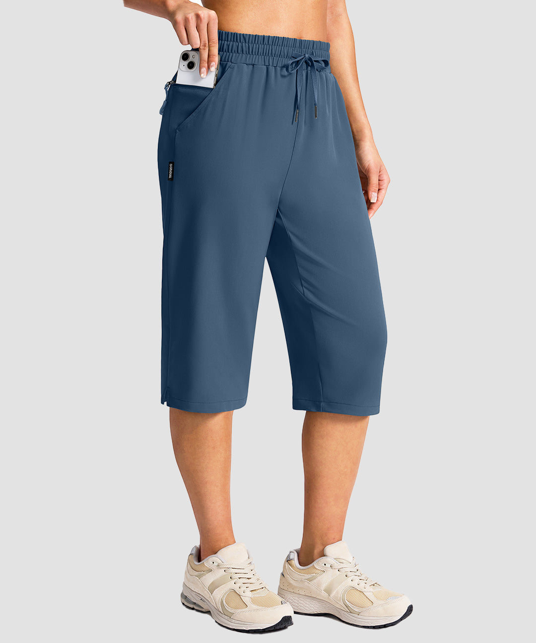 Drawstring Zip Pocket Capri Pant - Image 21