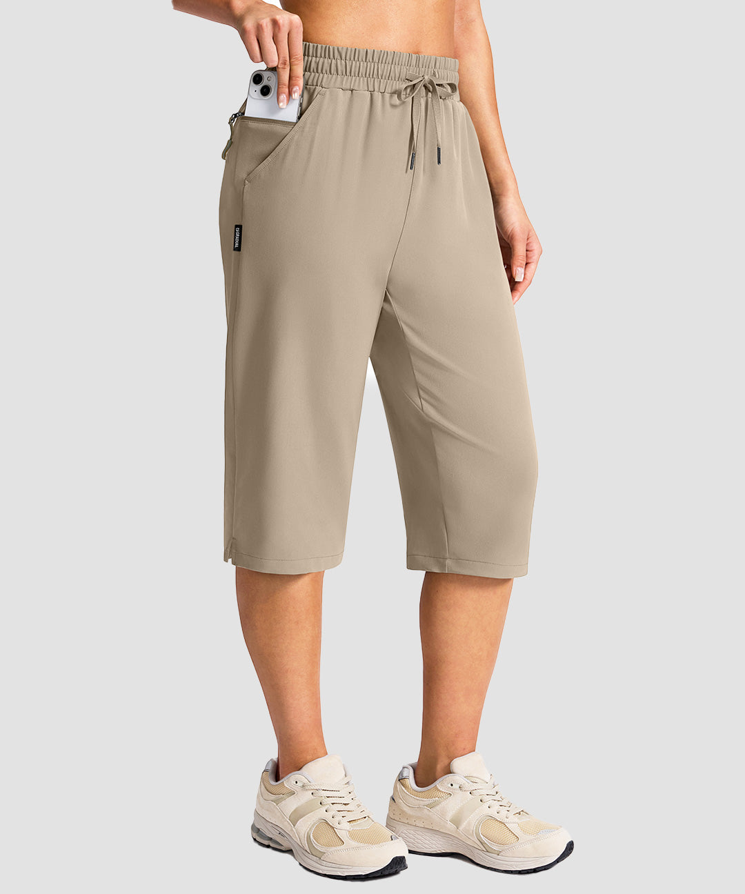 Drawstring Zip Pocket Capri Pant - Image 14
