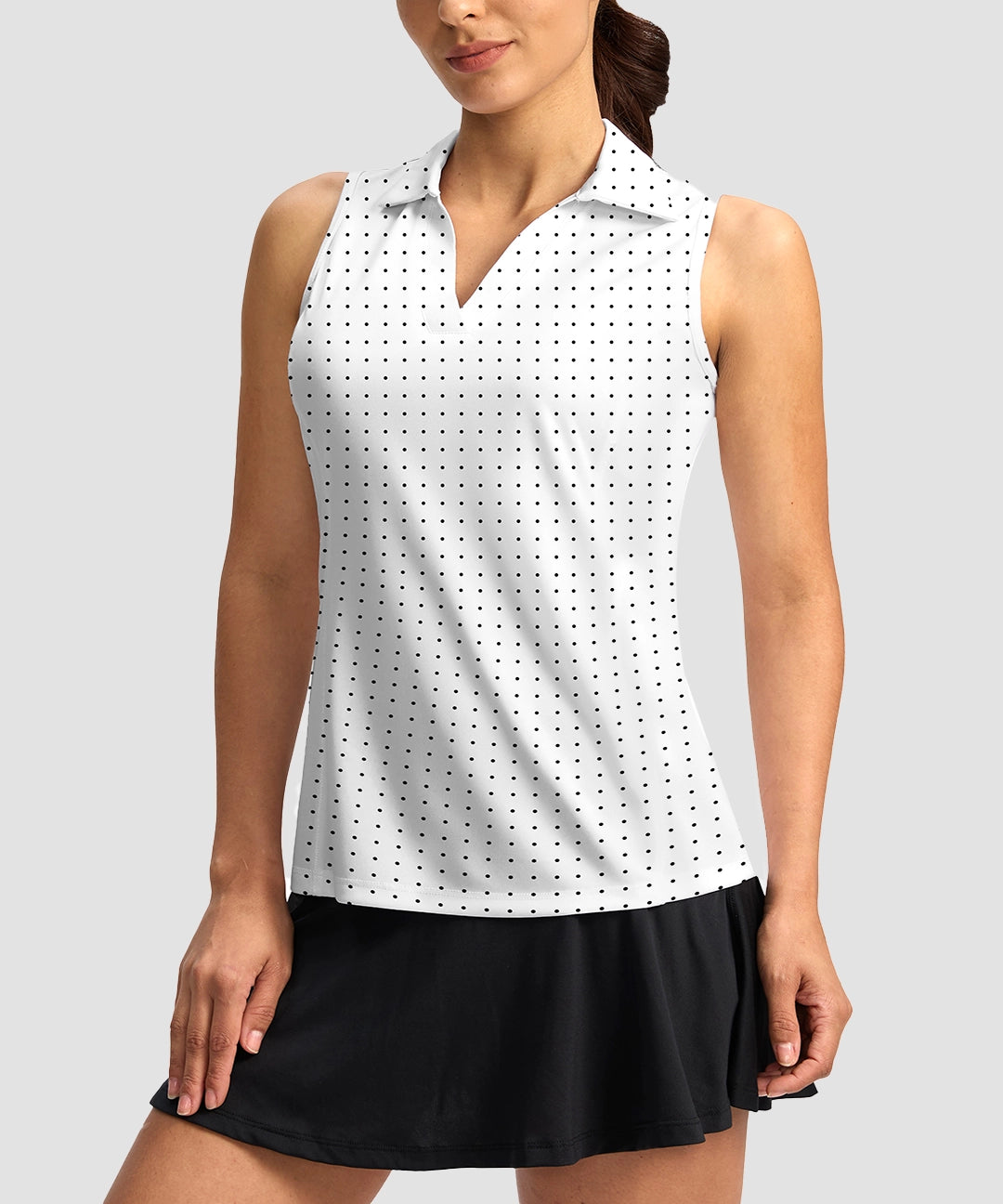 V-Neck Curved Waist Polo Tank - Image 25