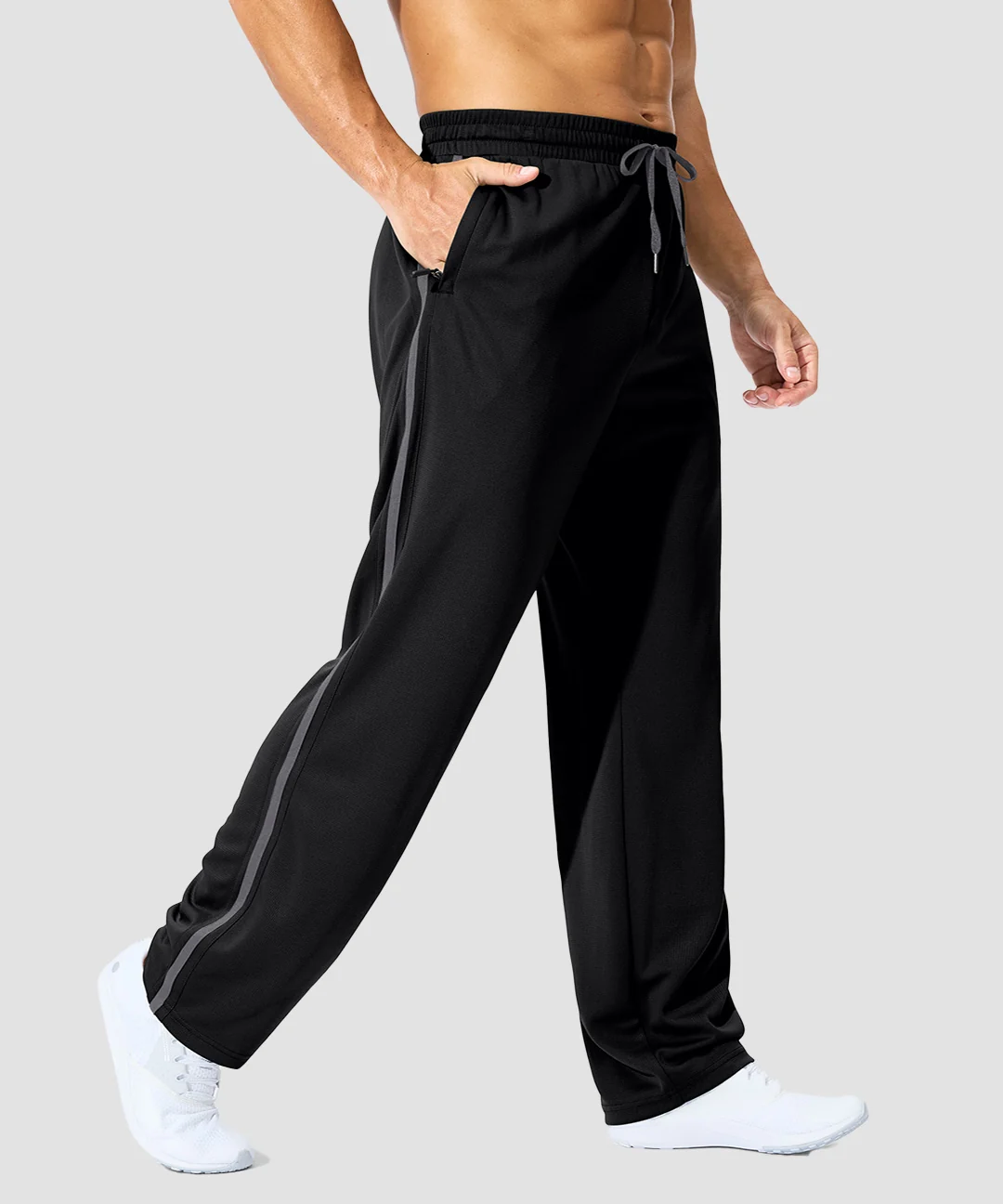 Contrast Drawstring Zip Pockets Pants