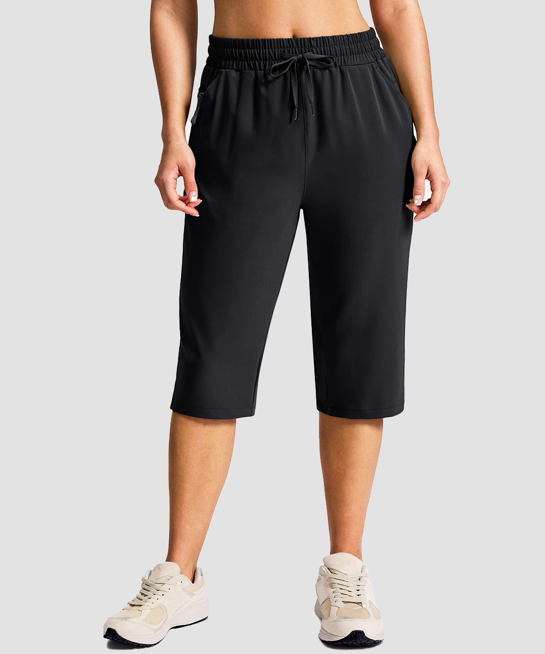 Drawstring Zip Pocket Capri Pant - Image 6