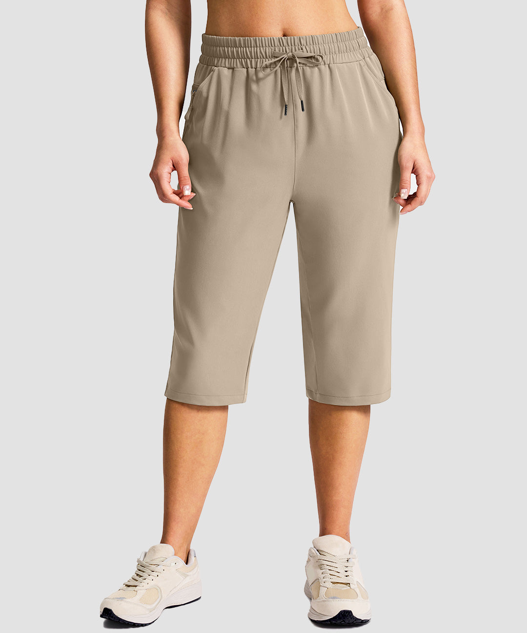 Drawstring Zip Pocket Capri Pant - Image 13