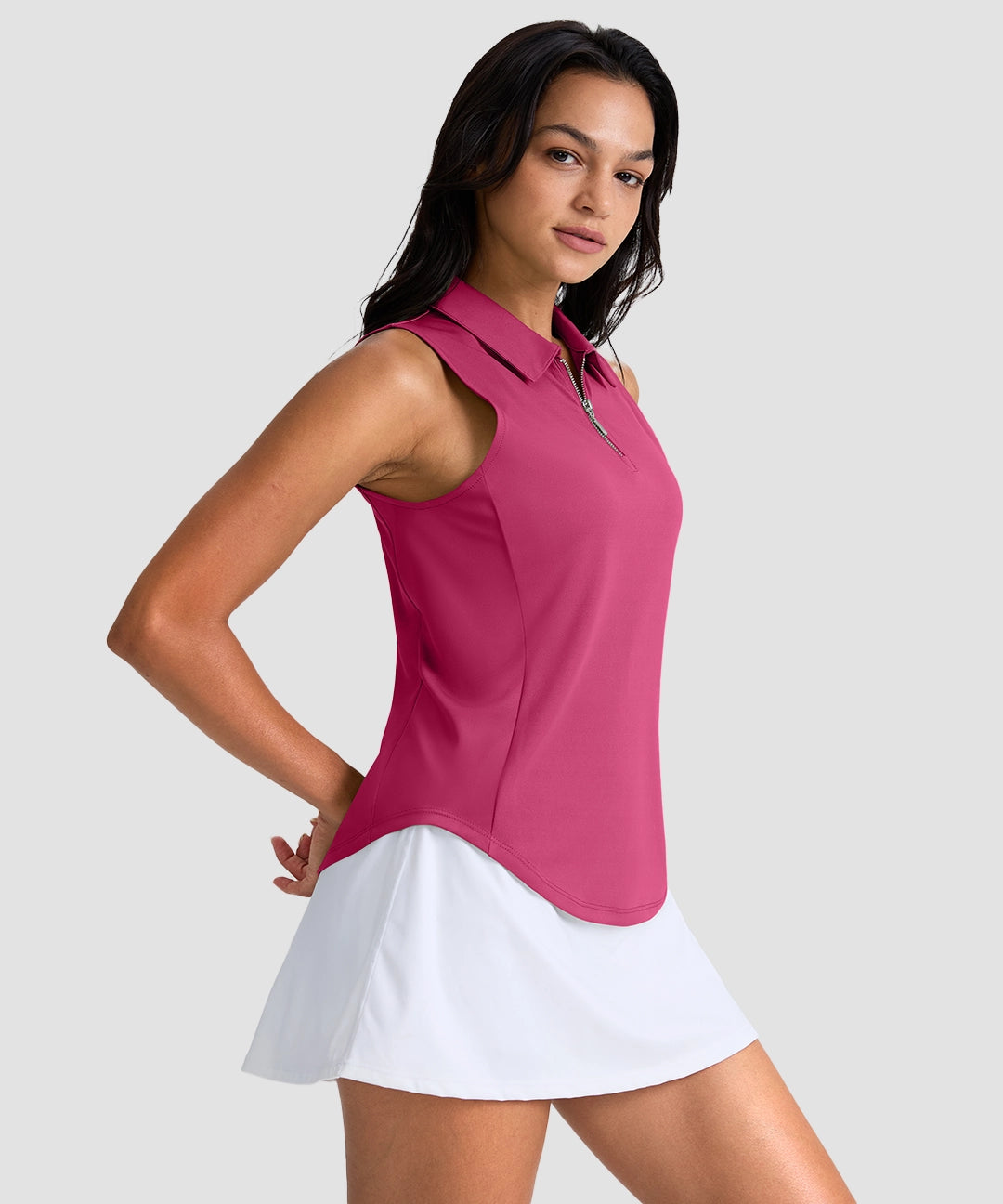 Sleeveless Zip Up Polo Shirts - Image 26