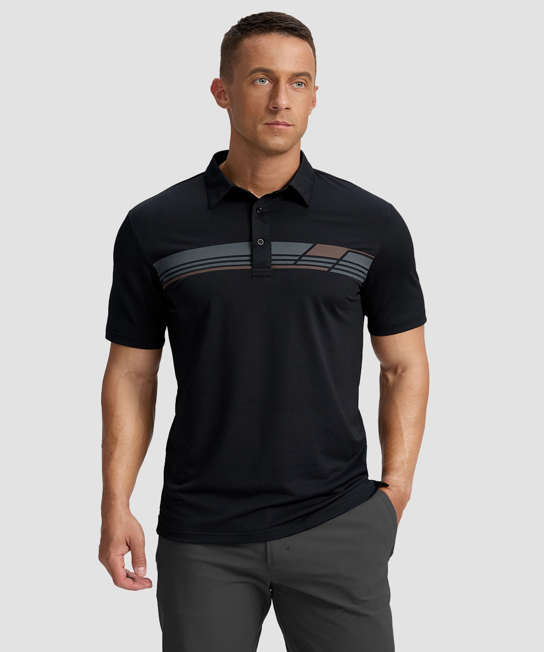 Line Print Dry Fit Golf Polo - Image 8