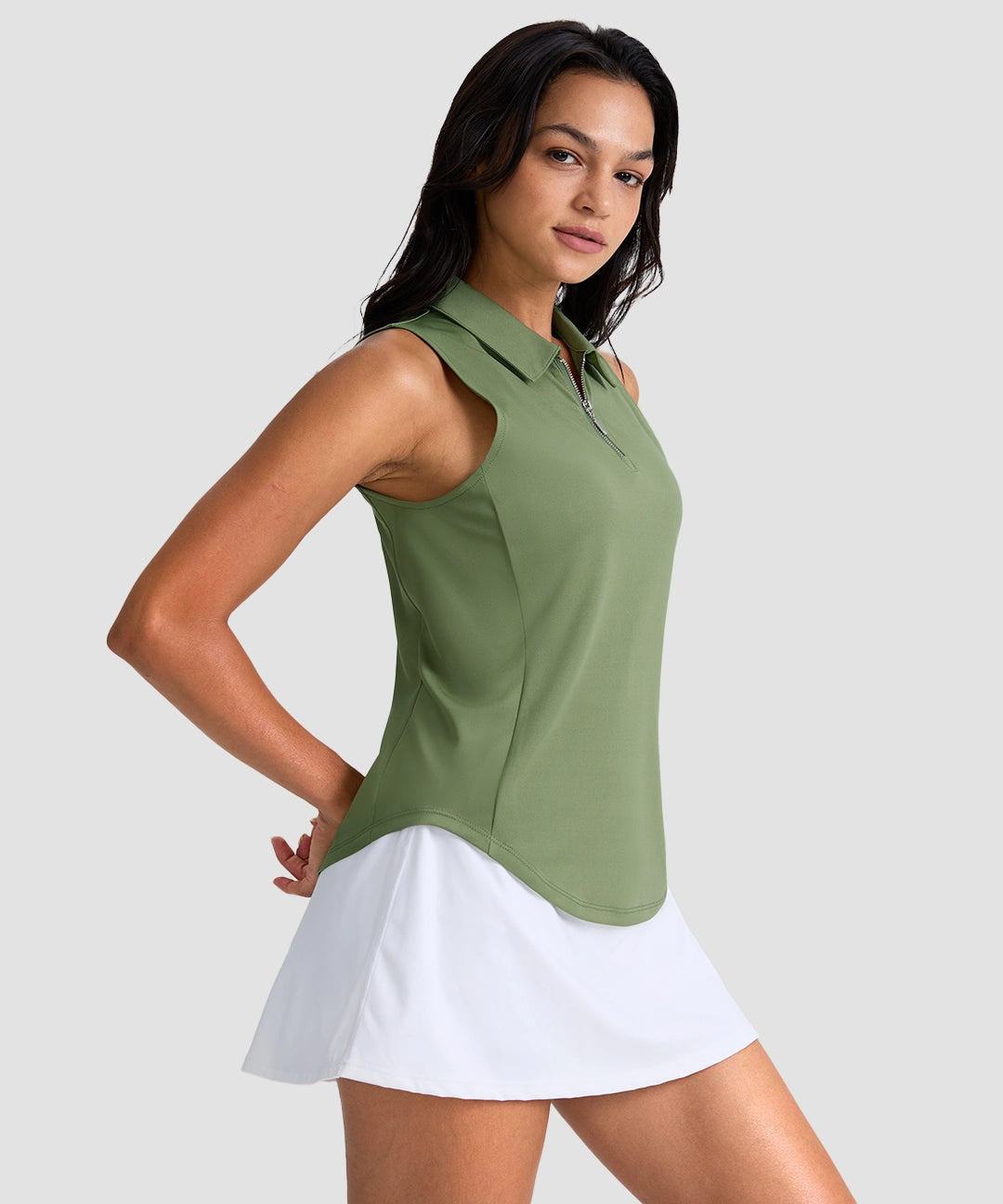 Sleeveless Zip Up Polo Shirts - Image 22