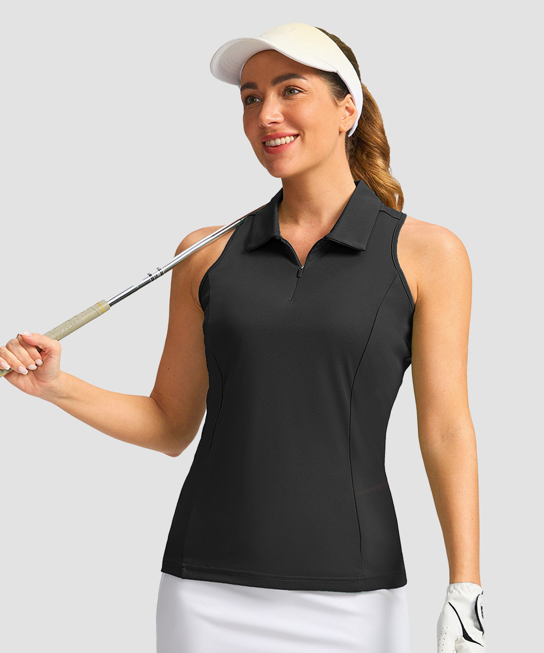 Zip Up Racerback Polo Tank - Image 5