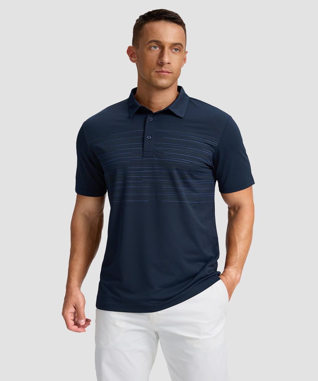 Line Print Dry Fit Golf Polo - Image 12