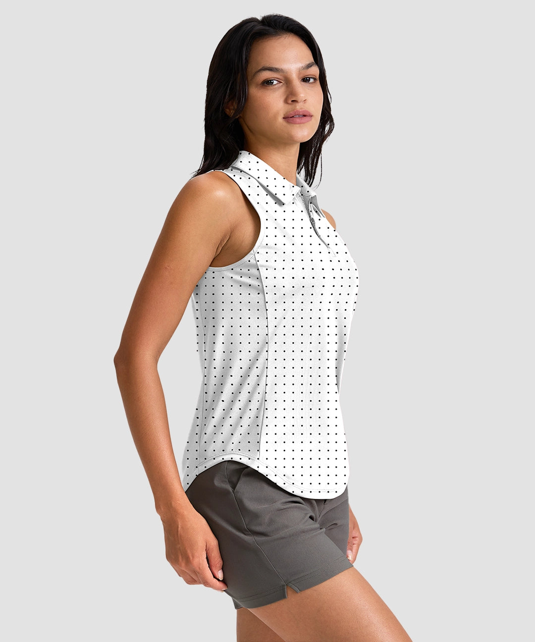 Sleeveless Zip Up Polo Shirts - Image 2