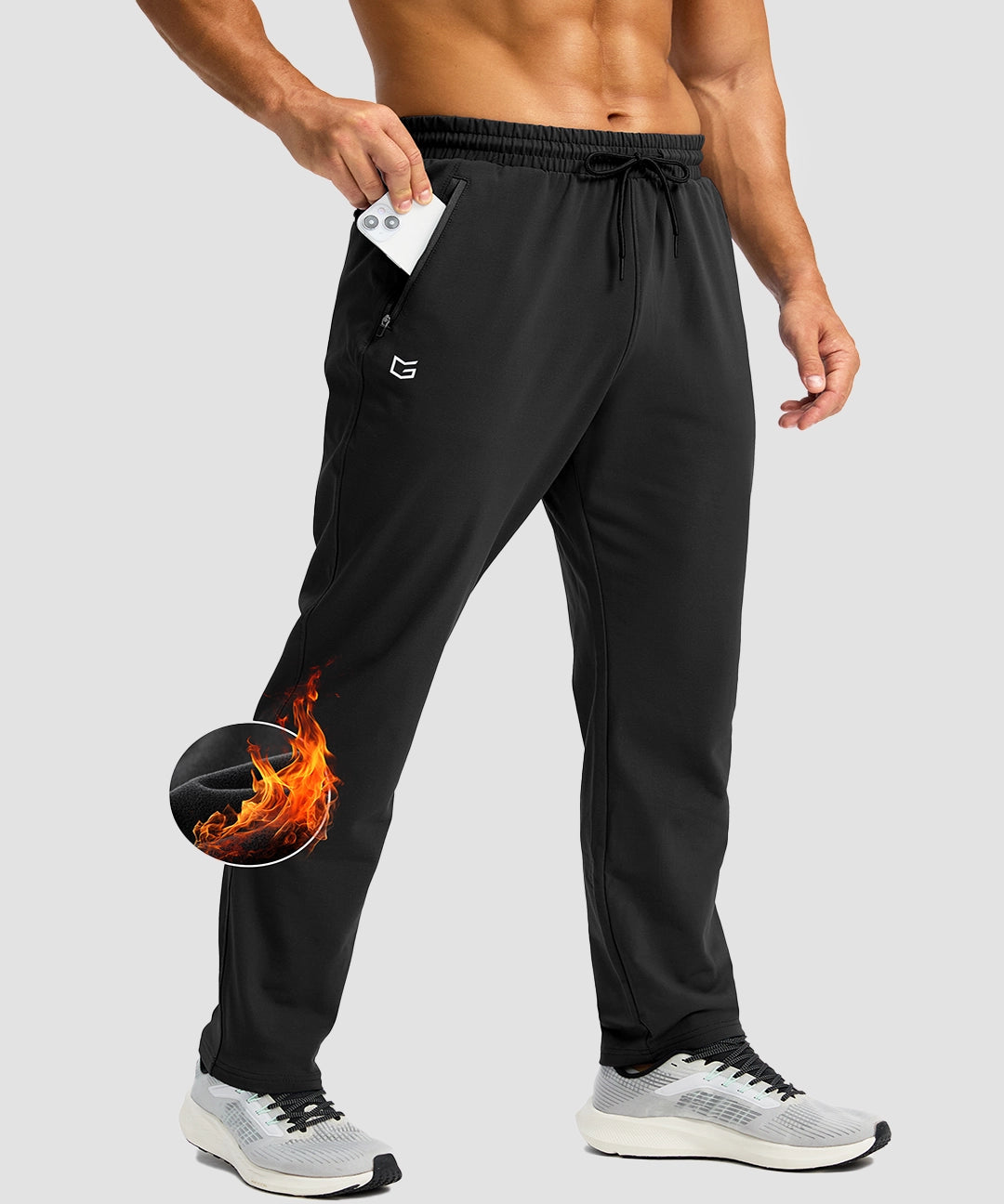 Fleece-Lined Zip Pockets Stretch Sweatpants - Image 5