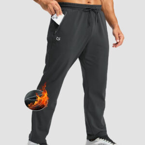 Fleece-Lined Zip Pockets Stretch Sweatpants