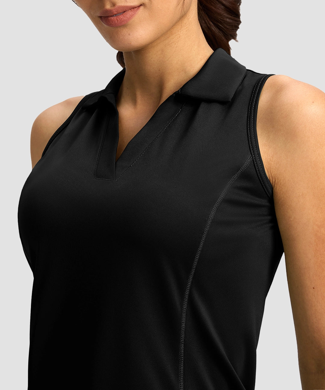 V-Neck Curved Waist Polo Tank - Image 23