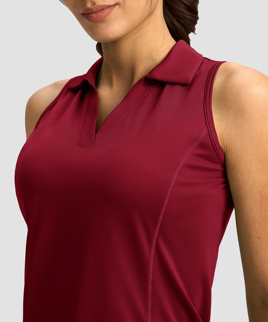 V-Neck Curved Waist Polo Tank - Image 15
