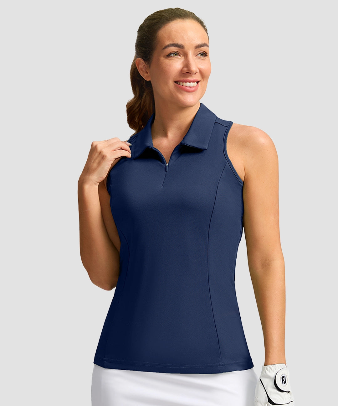 Zip Up Racerback Polo Tank - Image 23