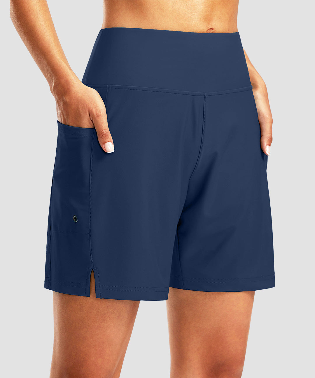 High Waist Lined Swim Short 7''
