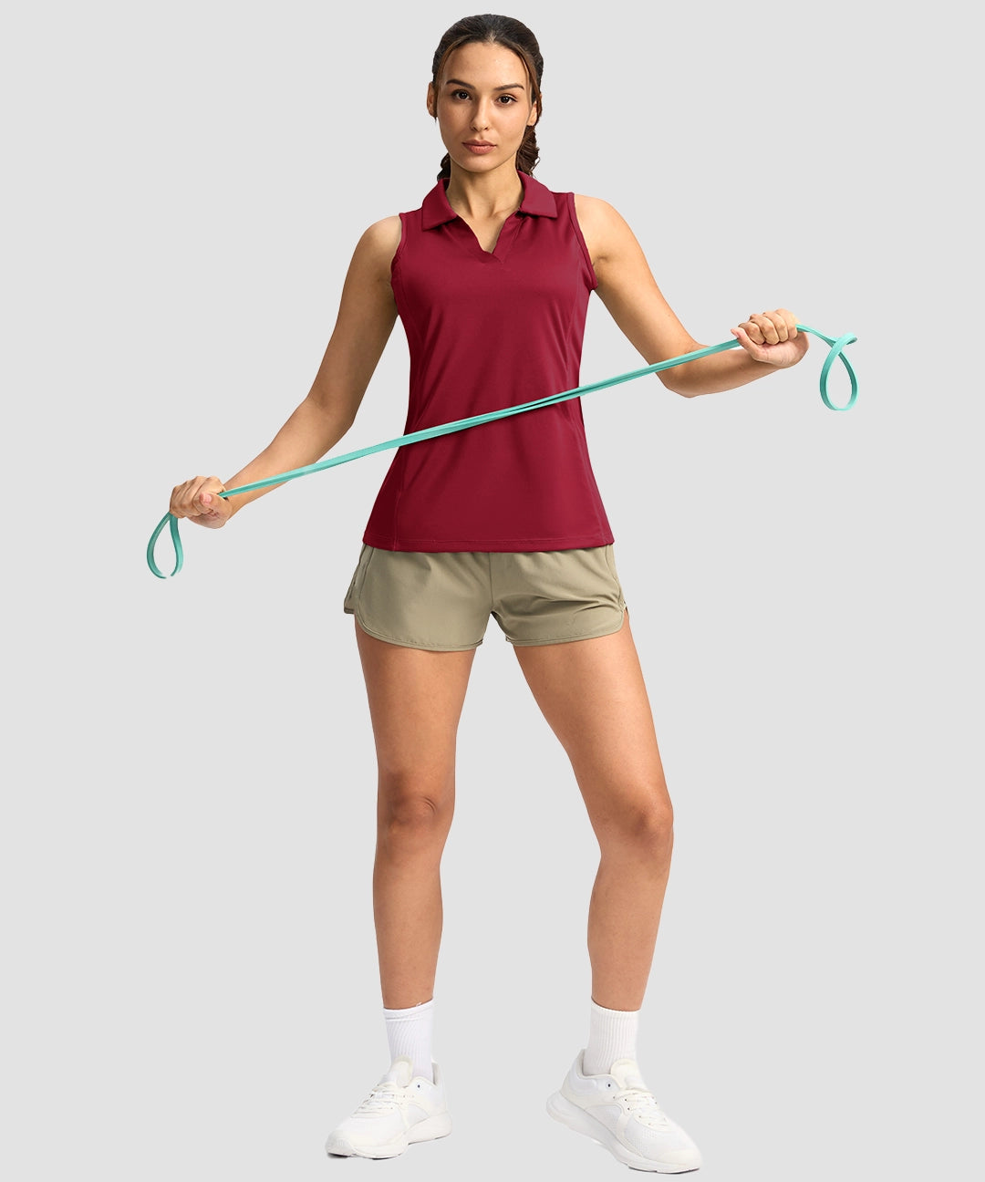 V-Neck Curved Waist Polo Tank - Image 16