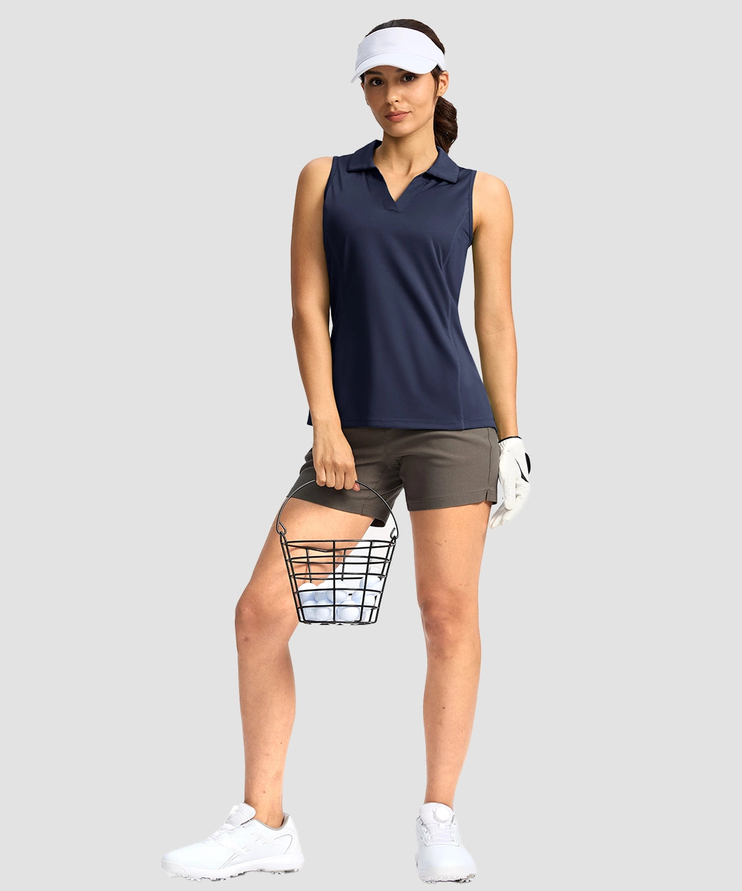 V-Neck Curved Waist Polo Tank - Image 20