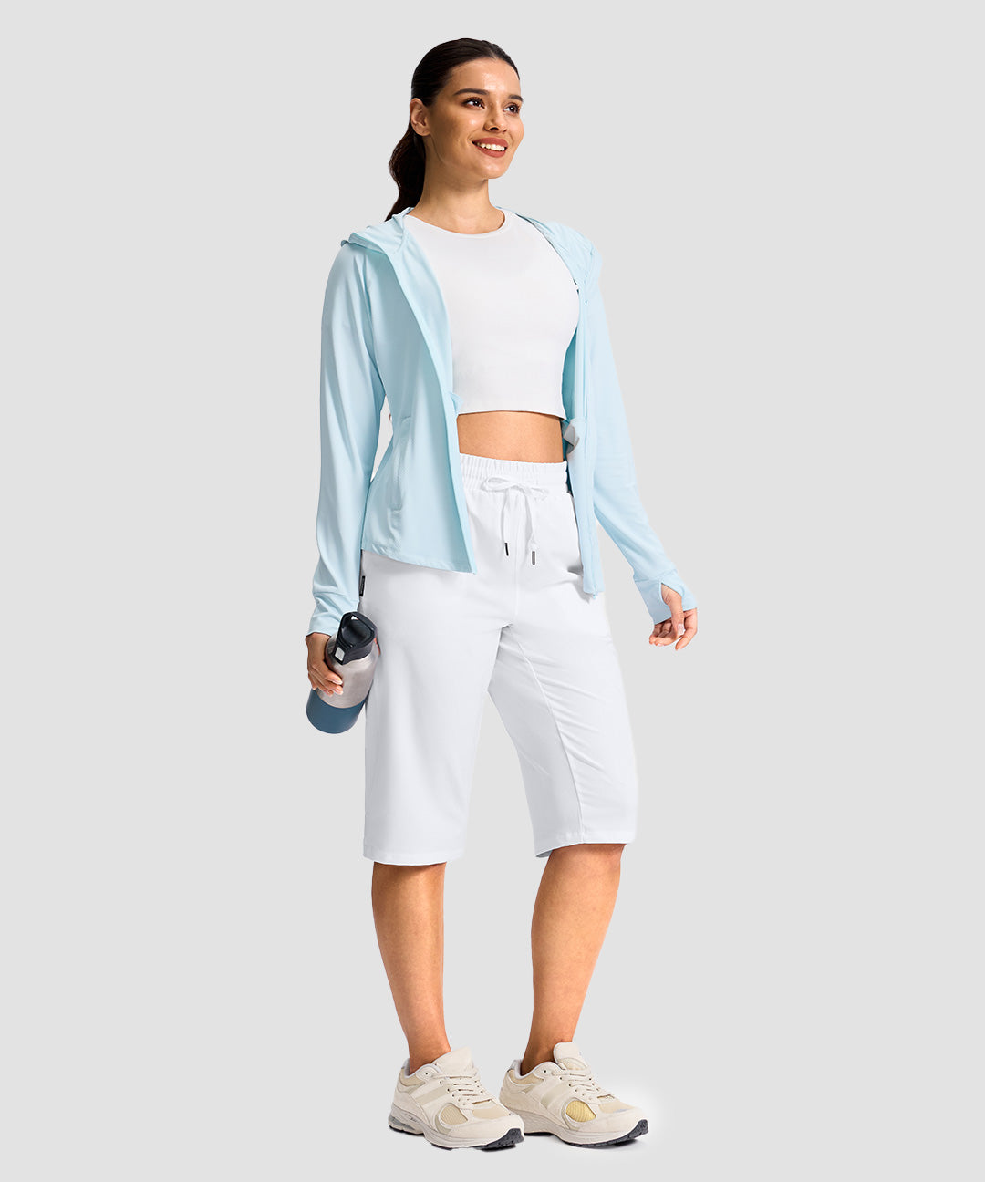 Drawstring Zip Pocket Capri Pant - Image 12