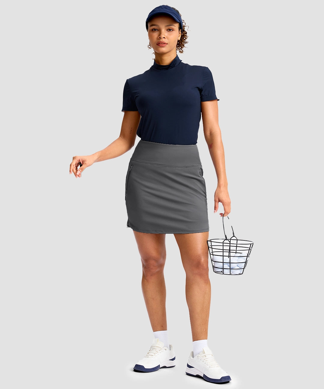 Curved Hem With 4 Pockets Skort - Image 28