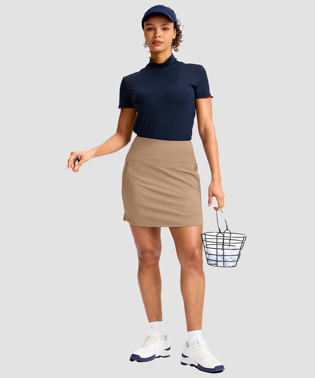 Curved Hem With 4 Pockets Skort - Image 24