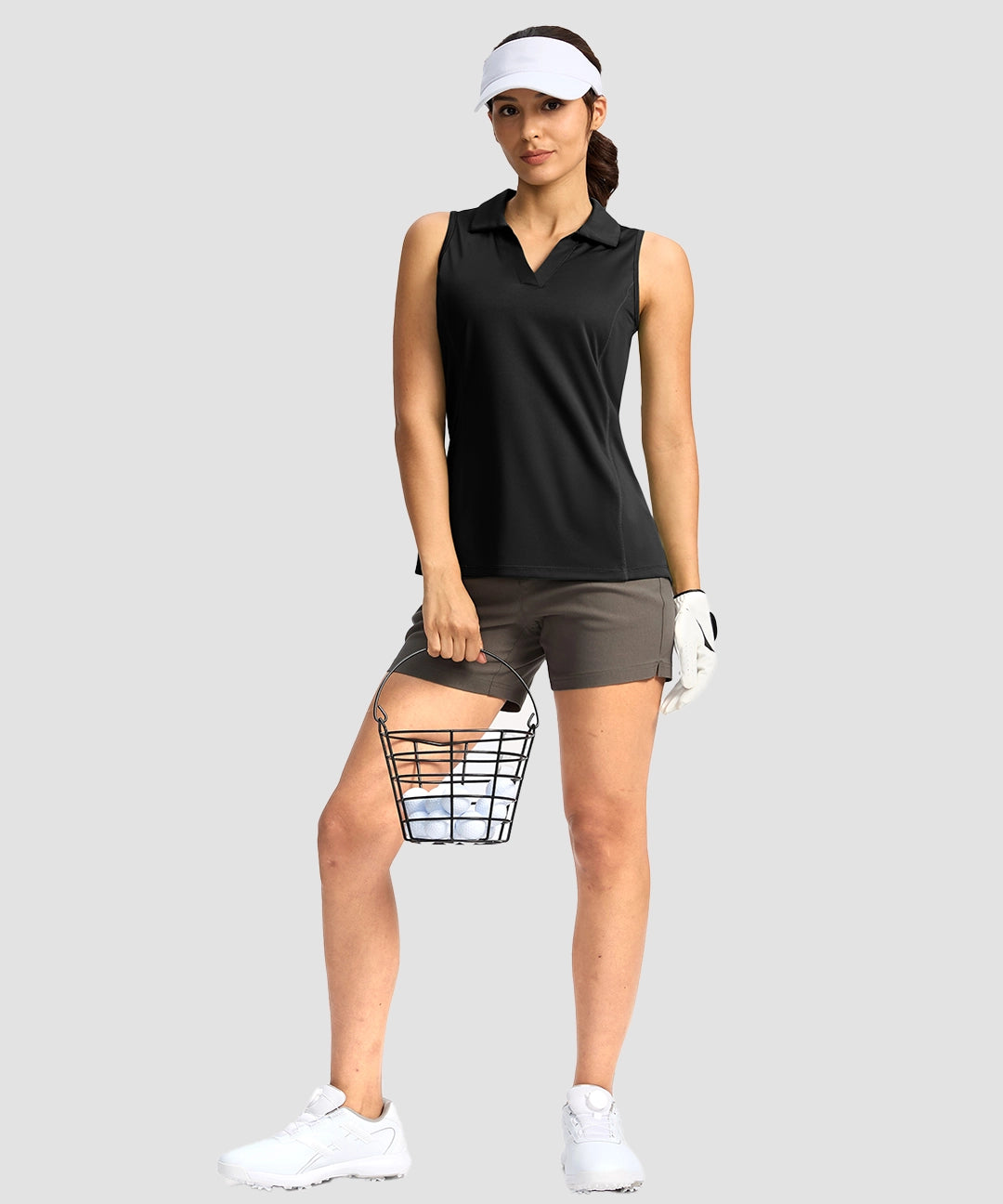V-Neck Curved Waist Polo Tank - Image 24