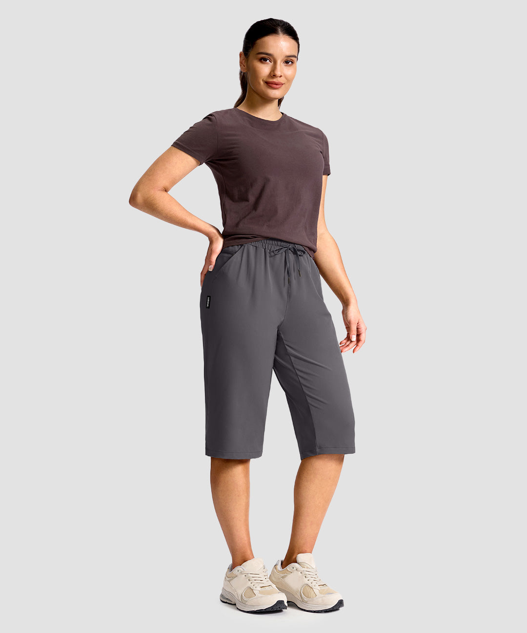 Drawstring Zip Pocket Capri Pant - Image 20