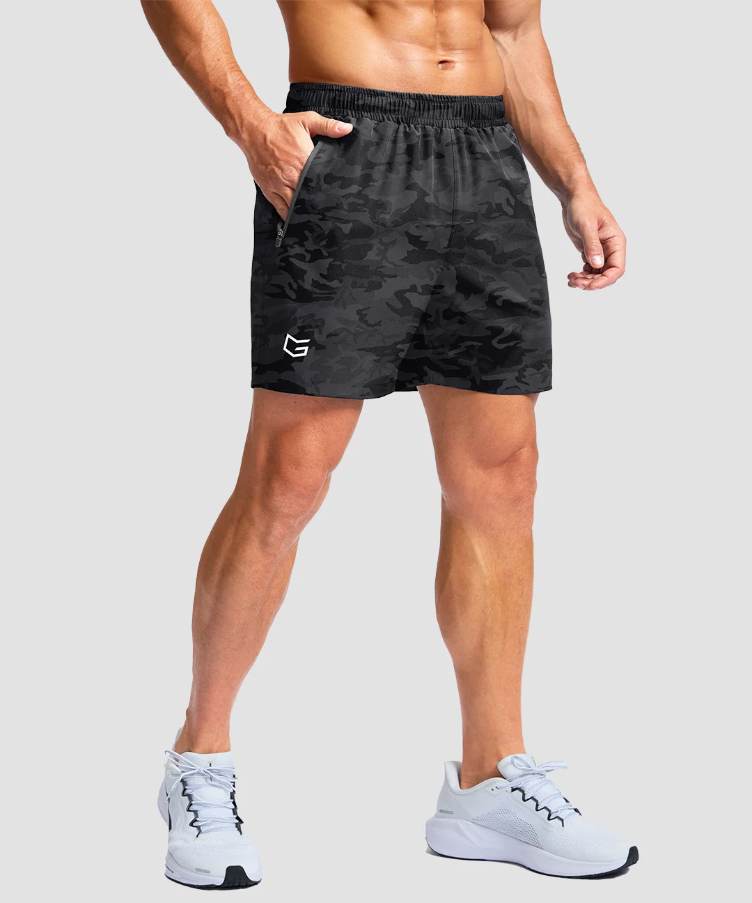 Elastic Waist Zipper Pockets Shorts 5''/7''/9'' - Image 26