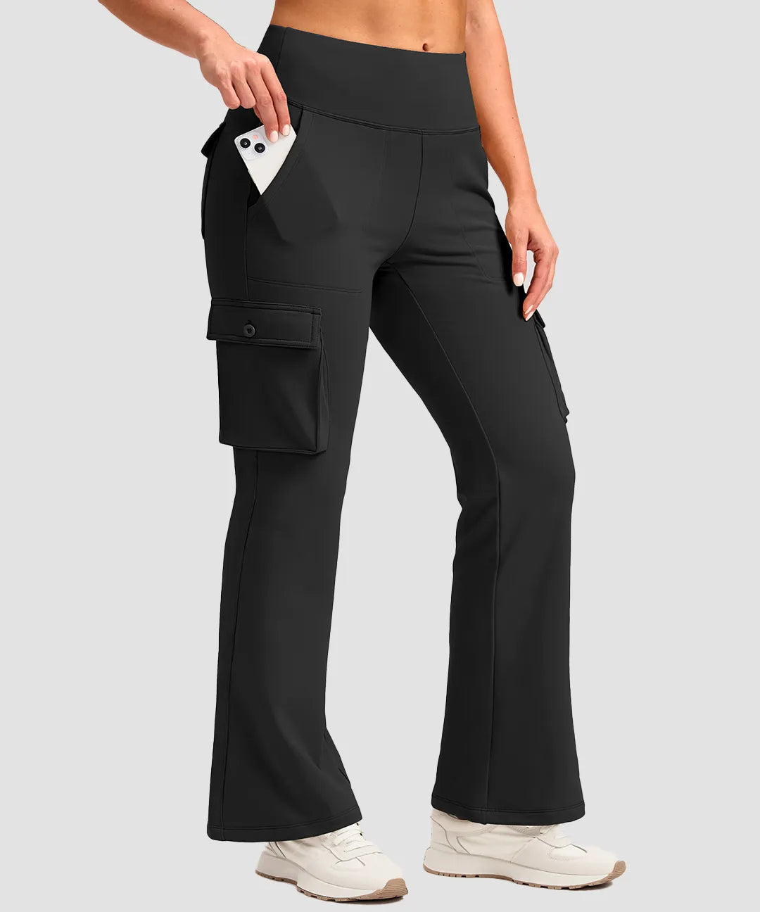 Fleece-Lined Cargo Flare Leggings - Image 5