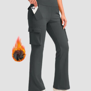 Fleece-Lined Cargo Flare Leggings
