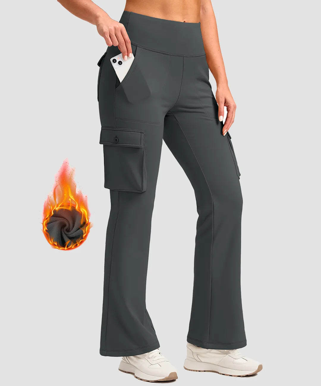 Fleece-Lined Cargo Flare Leggings