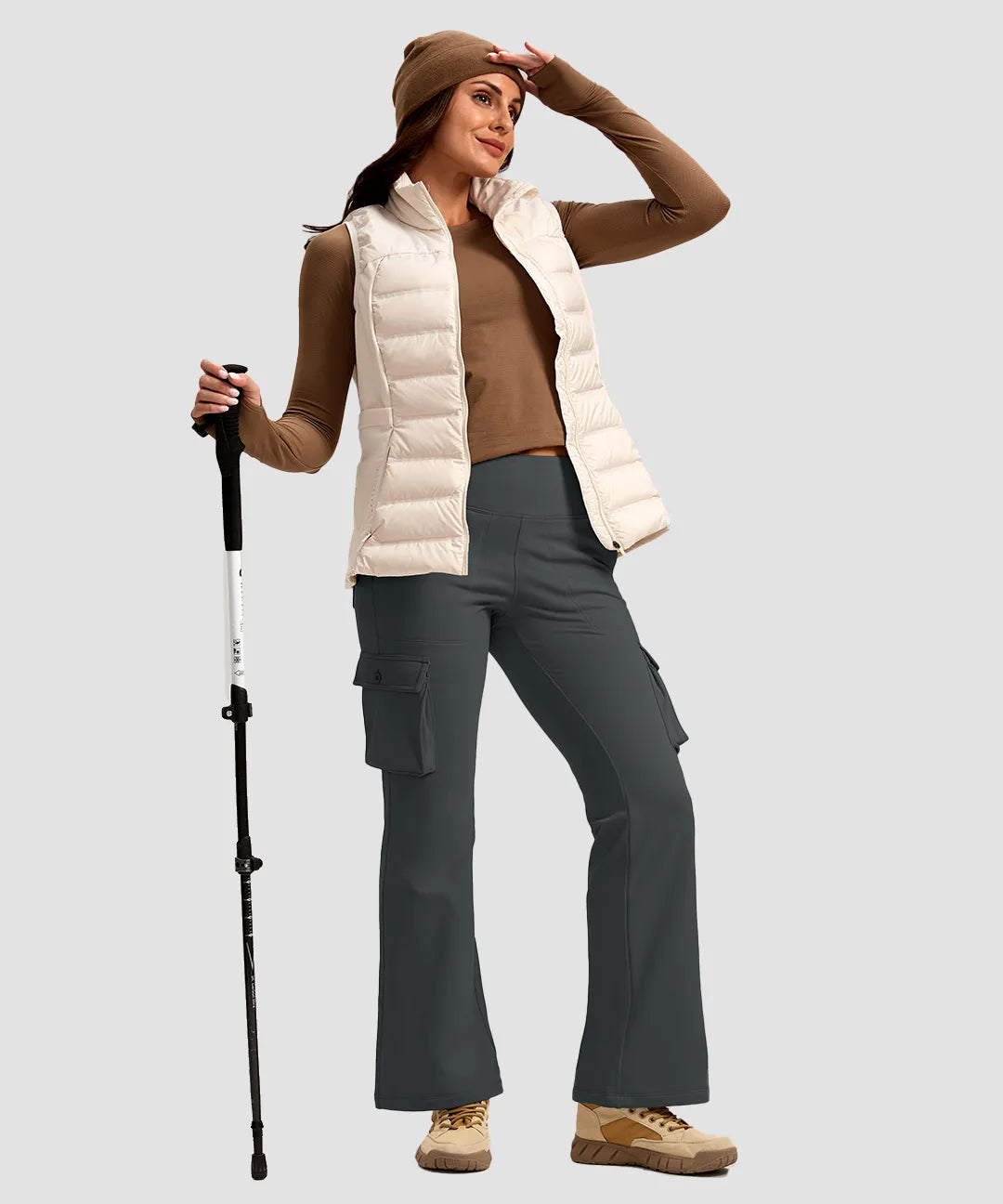 Fleece-Lined Cargo Flare Leggings - Image 4