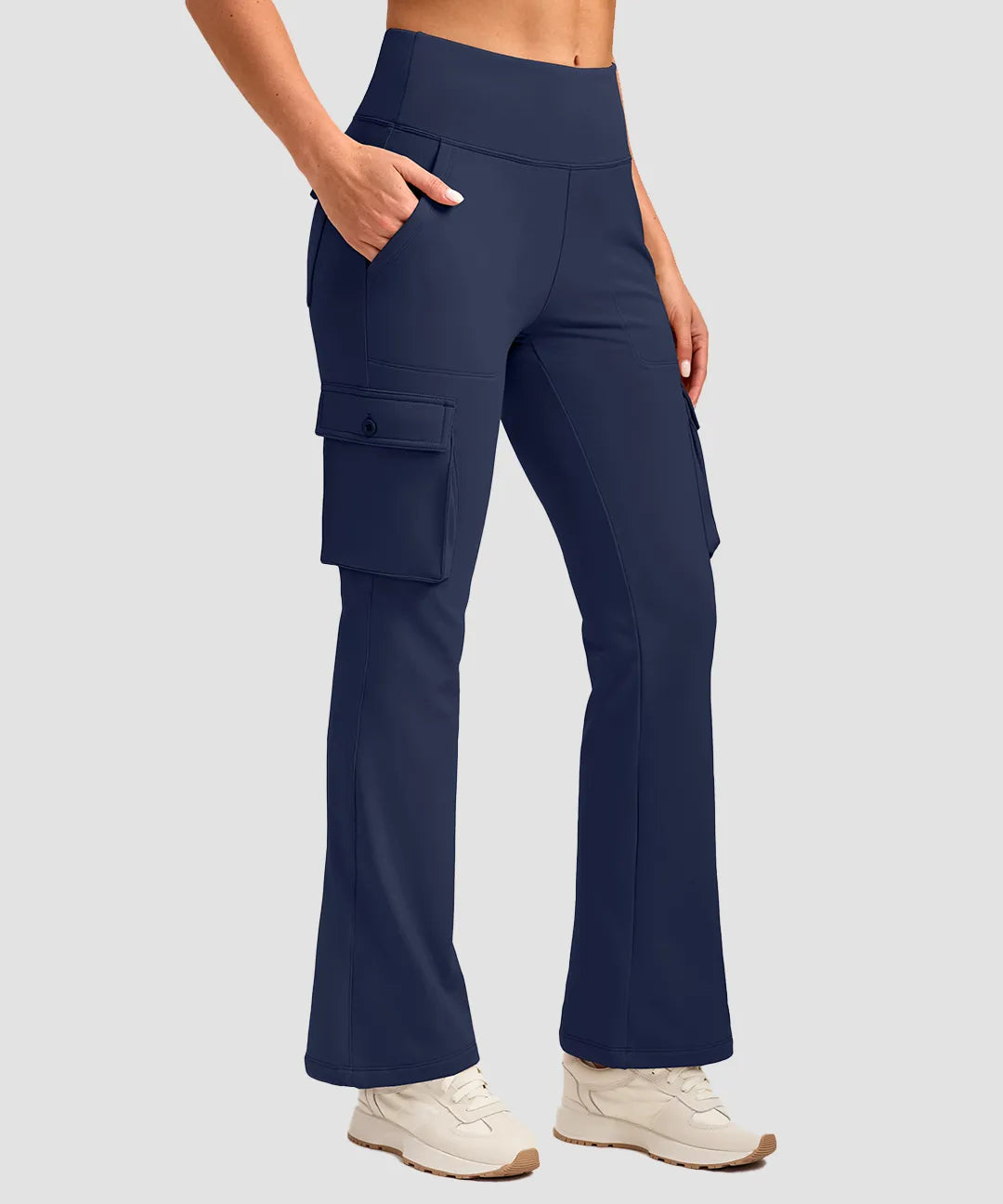 Fleece-Lined Cargo Flare Leggings - Image 9