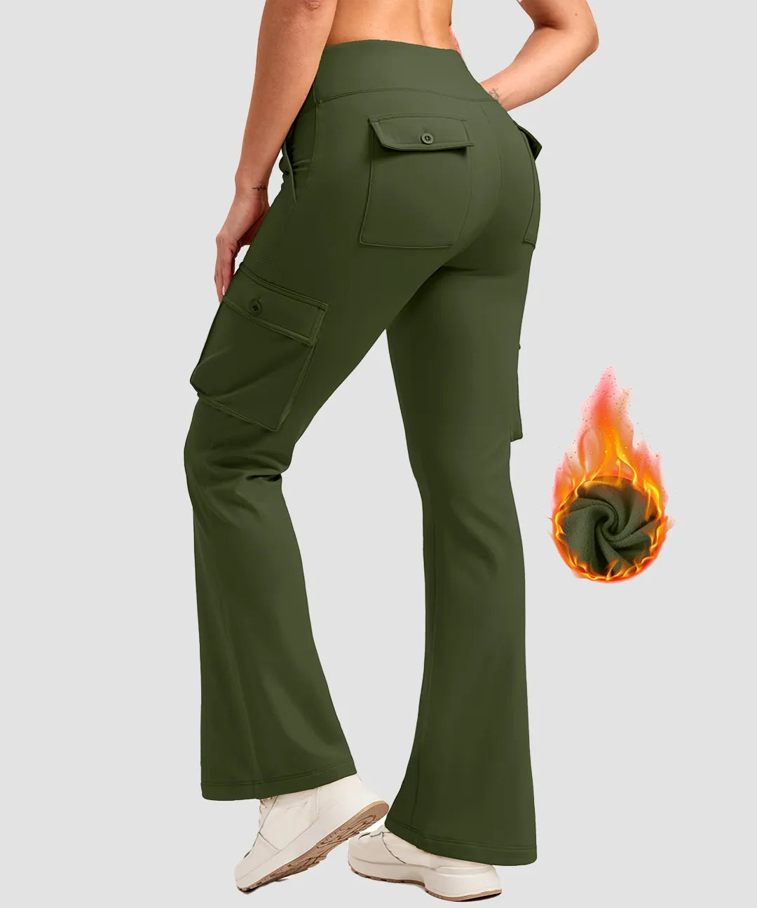 Fleece-Lined Cargo Flare Leggings - Image 14
